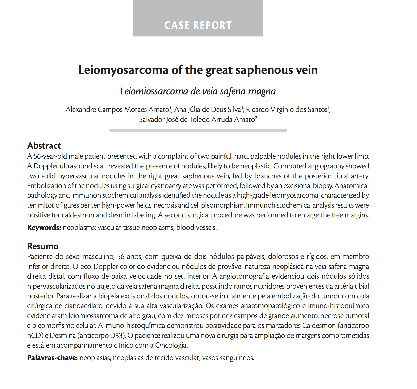 Imagem de Leiomiossarcoma de veia safena magna