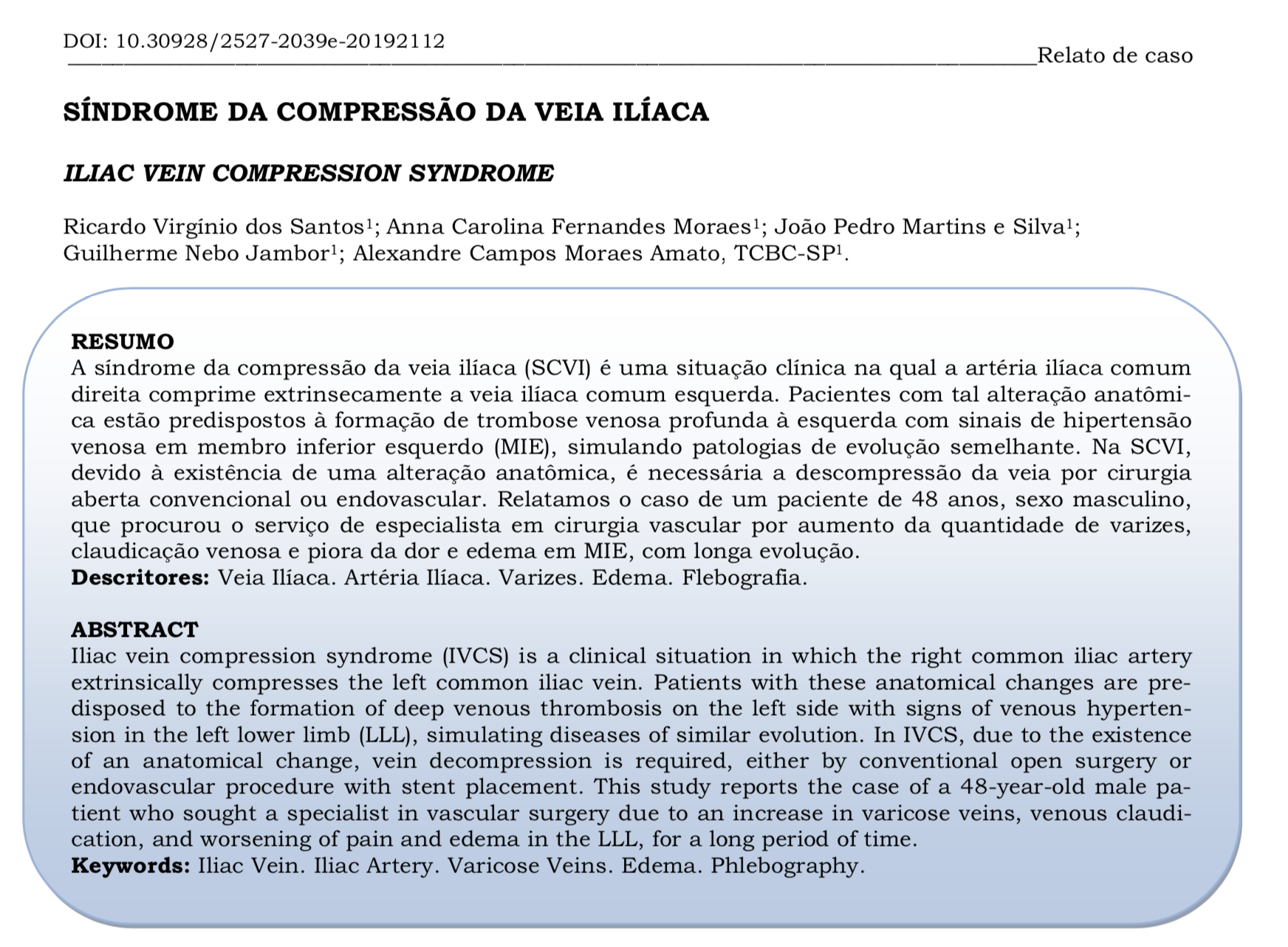 Imagem de Síndrome da compressão da veia ilíaca