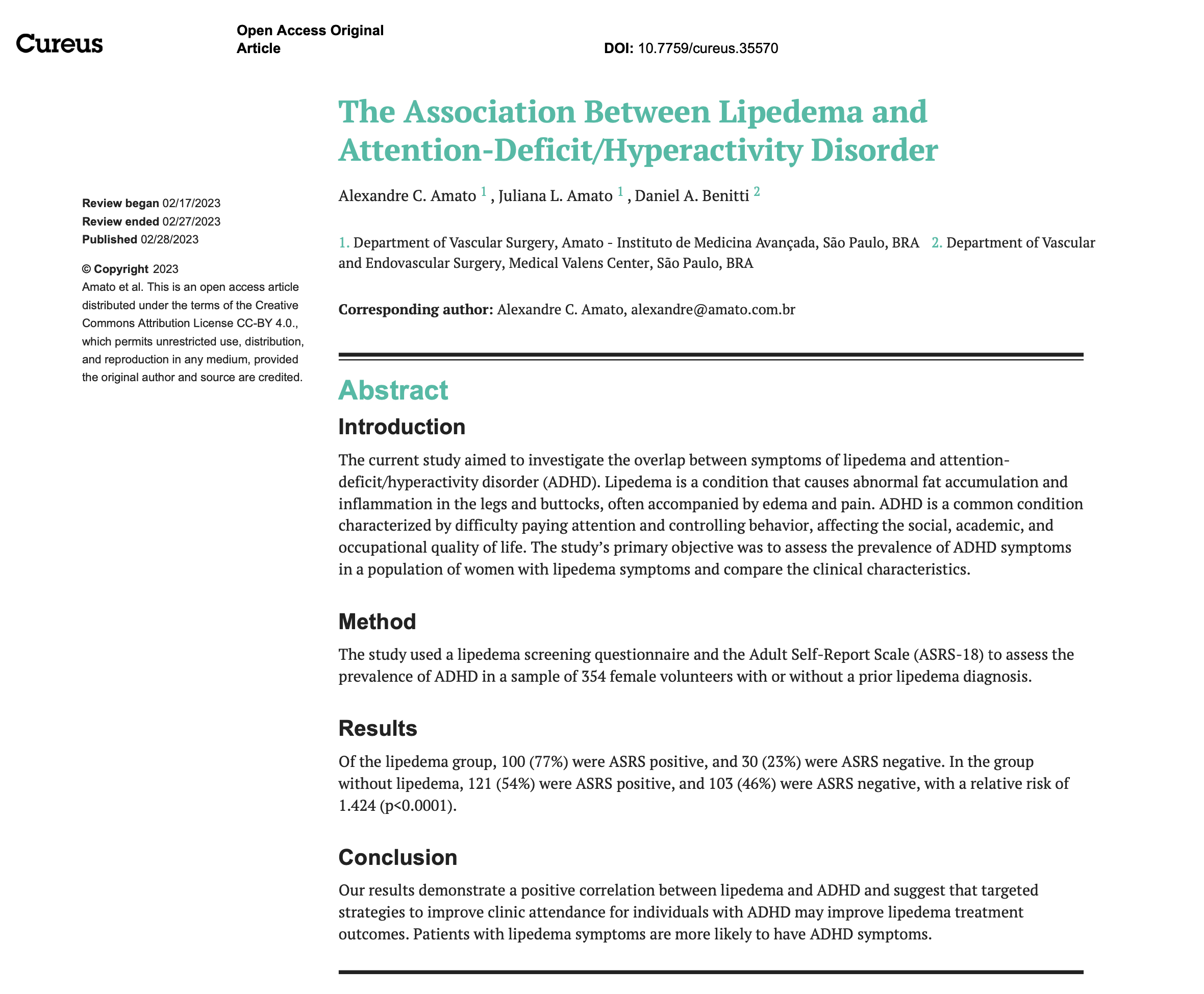 Imagem de The Association Between Lipedema and Attention-Deficit/Hyperactivity Disorder