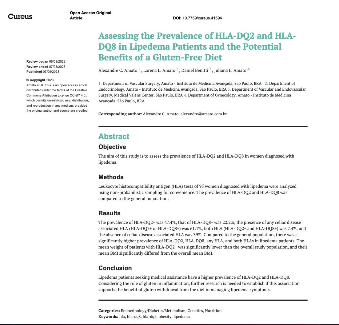 Imagem de Assessing the Prevalence of HLA-DQ2 and HLA-DQ8 in Lipedema Patients and the Potential Benefits of a Gluten-Free Diet